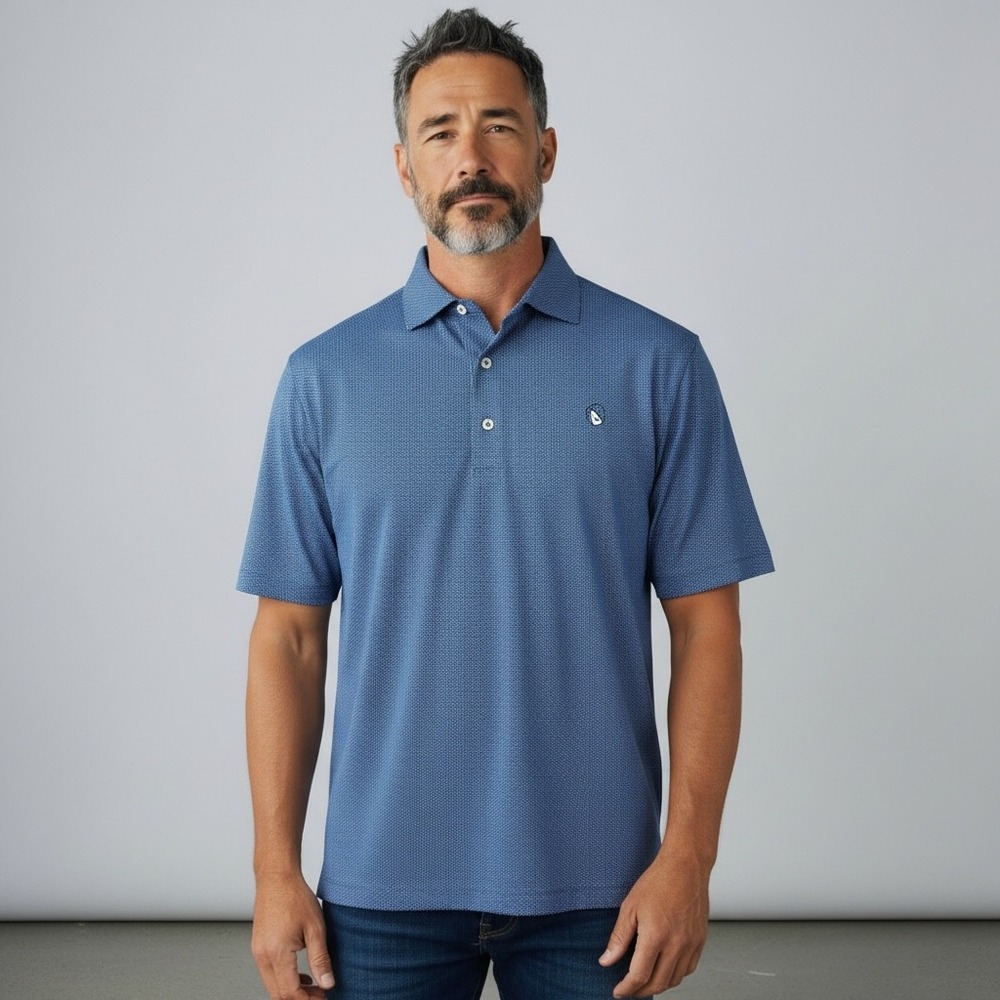 TURTLESON New Flint Performance Polo Shirt Mens XL Admiral Luxe Blue Golf Preppy
